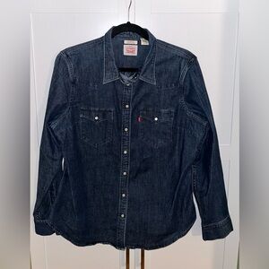 Ladies Tailored Levi Strauss Western Denim Shirt Size XL